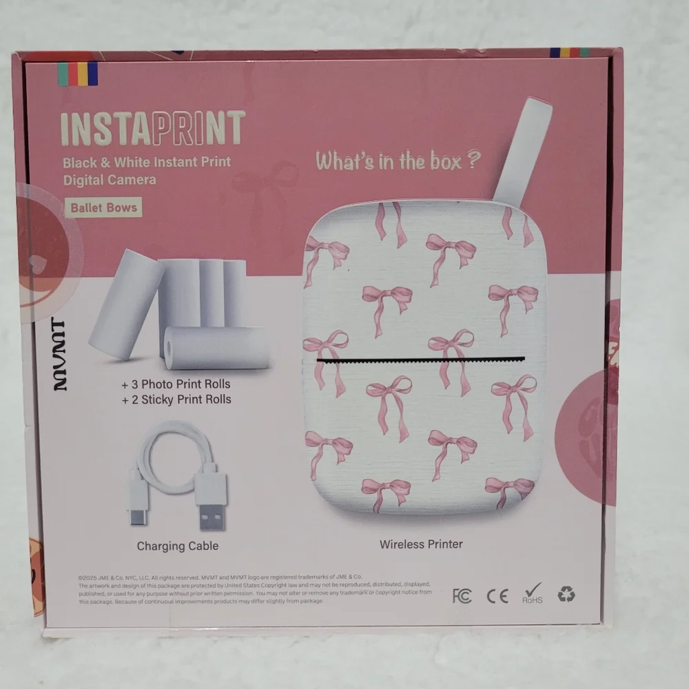 Instaprint Pink Bow Patter Wireless Instant Printer